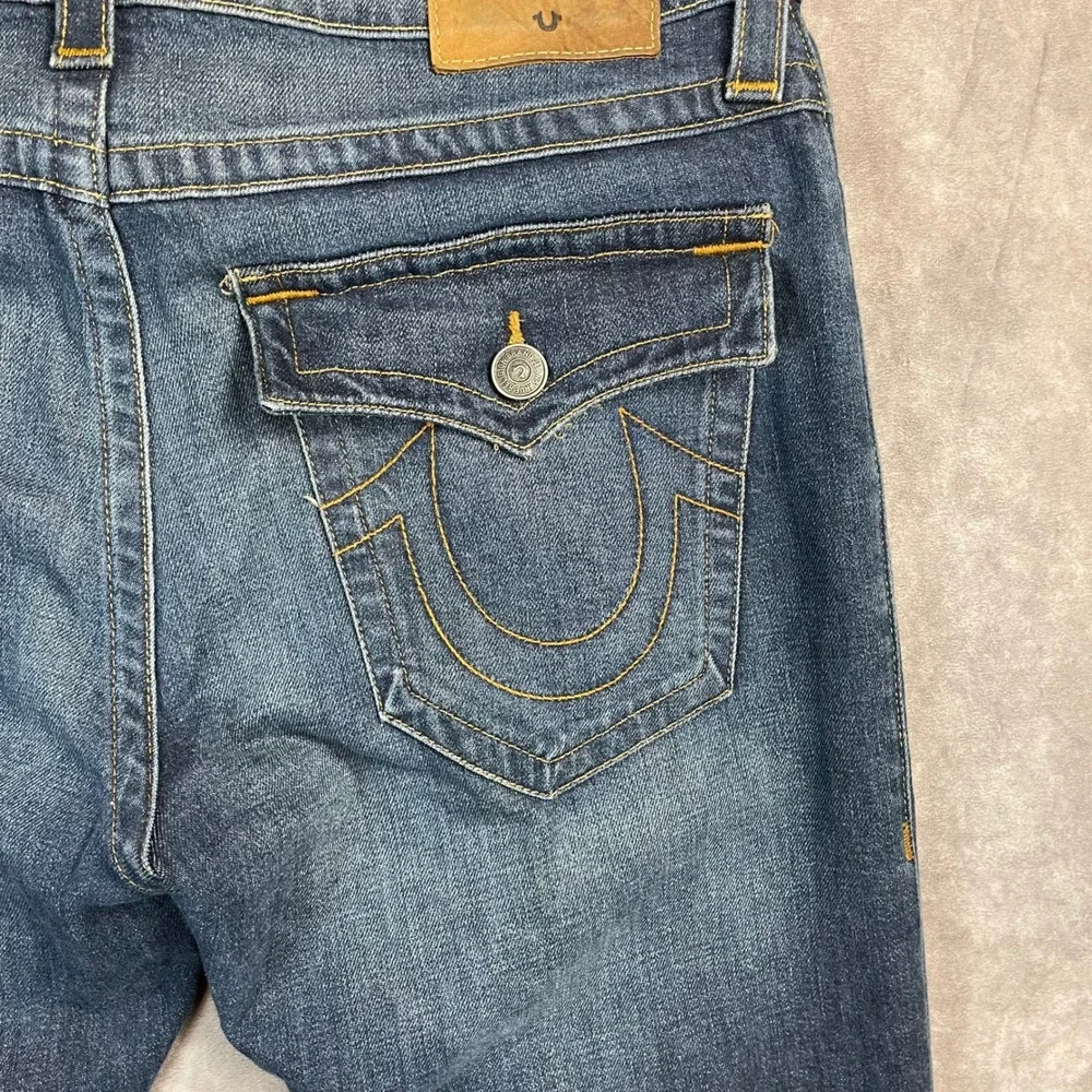Y2K True Religion Geno Relaxed Slim Jeans Mens 34 Medium Wash Blue Denim